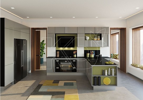 Яркие угловые кухни