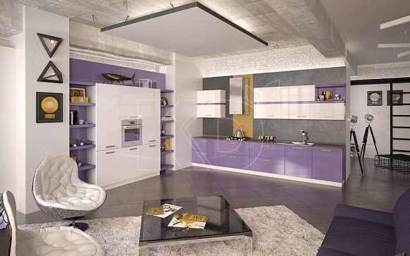 Яркие угловые кухни