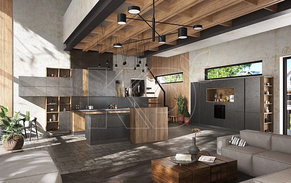 Деревянная кухня в стиле модерн