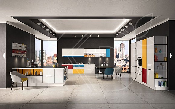 дизайн красно-белой кухни, дизайн кухни в красно-белых тонах